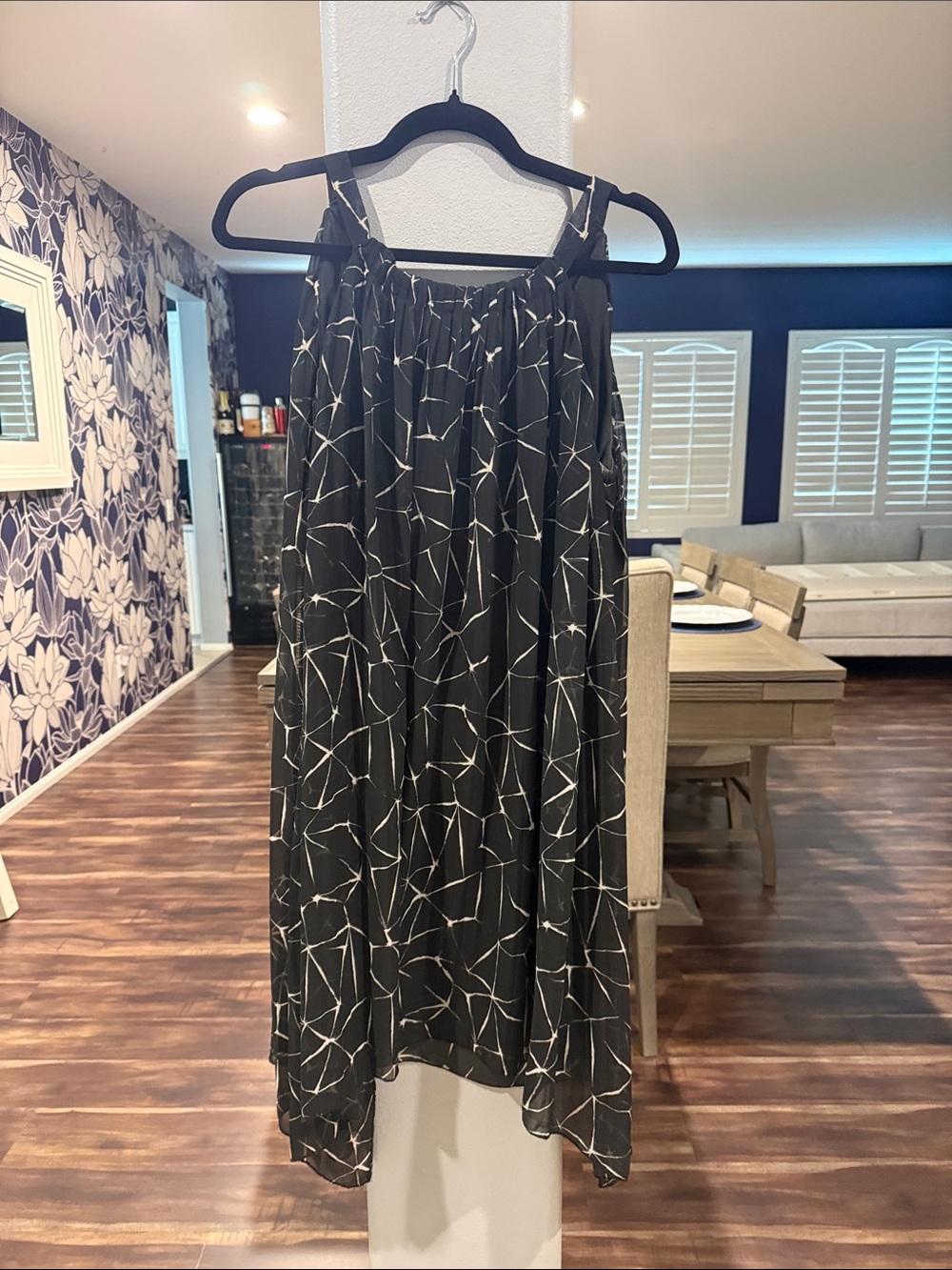 Apt. 9 Black Midi Dress with White Geometric Print